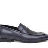 Mocassino in vitello spazzolato navy con fondo in cuoio 1464TBN 71 ROSSI 