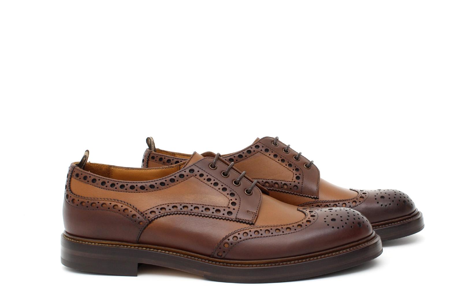 Derby stile inglese in vitello anticato color cuoio e fondo in doppio cuoio con antiscivolo 164BOC 967 ROSSI 
