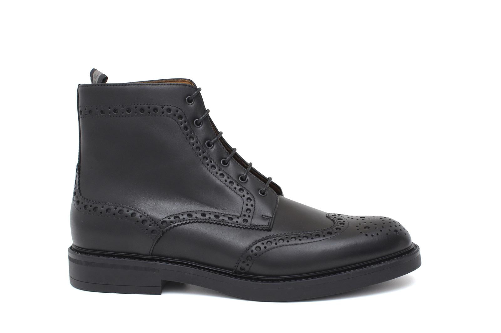 Polacchino stringato stile inglese in vitello a pieno  fiore nero e fondo in gomma 165PGBN 1125 ROSSI 
