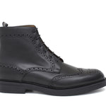 Polacchino stringato stile inglese in vitello a pieno  fiore nero e fondo in gomma 165PGBN 1125 ROSSI 