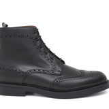 Polacchino stringato stile inglese in vitello a pieno  fiore nero e fondo in gomma 165PGBN 1125 ROSSI 