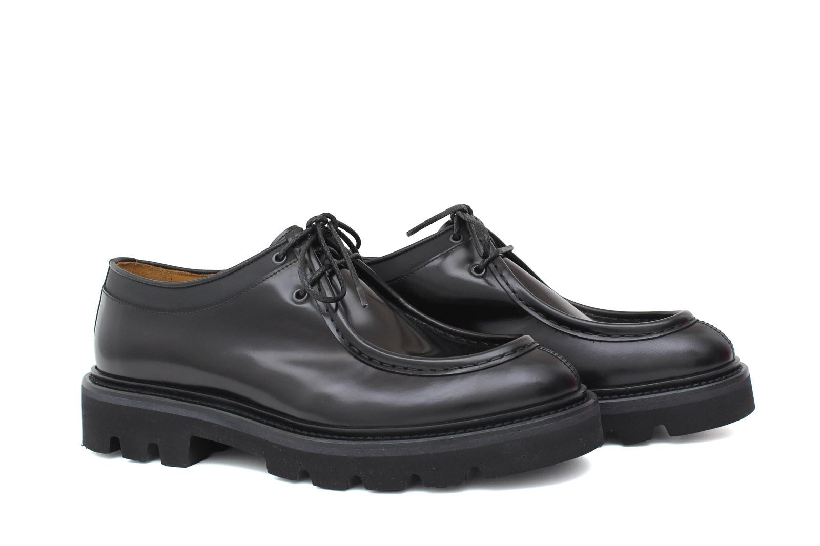 Stringata modello ingegnere in vitello spazzolato nero e fondo in gomma leggero 929CLFNE 1085 ROSSI 