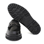 Mocassino College bordato in vitello spazzolato nero e fondo in gomma leggera 403MCNE 280 ROSSI 