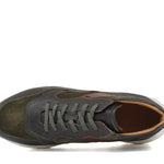 Sneakers in pelle verdone con dettagli marrone e riporto in camoscio verdeone con fondo vibram 800BMIL 285 ROSSI 