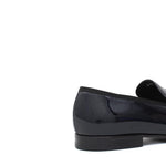 Pantofola in vernice blu scuro,  riporto in grogrein e fondo in cuoio 5902VEPBLU 478 ROSSI 