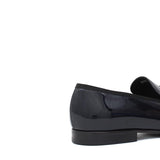 Pantofola in vernice blu scuro,  riporto in grogrein e fondo in cuoio 5902VEPBLU 478 ROSSI 