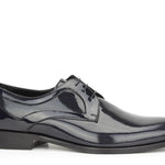 Derby in vernice ricamata colore blu con fondo in cuoio 8616VBLU 397 ROSSI 