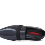 Pantofola in vernice blu scuro,  riporto in grogrein e fondo in cuoio 5902VEPBLU 478 ROSSI 