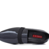 Pantofola in vernice blu scuro,  riporto in grogrein e fondo in cuoio 5902VEPBLU 478 ROSSI 