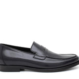 Mocassino con mascherina in vitello spazzolato blu scuro e fondo in cuoio 6834TBCUO 427 ROSSI 