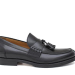 Mocassino College con nappine stile inglese in vitello spazzolato nero e fondo in cuoio 1/2 gomma 8140CNE 393 ROSSI 