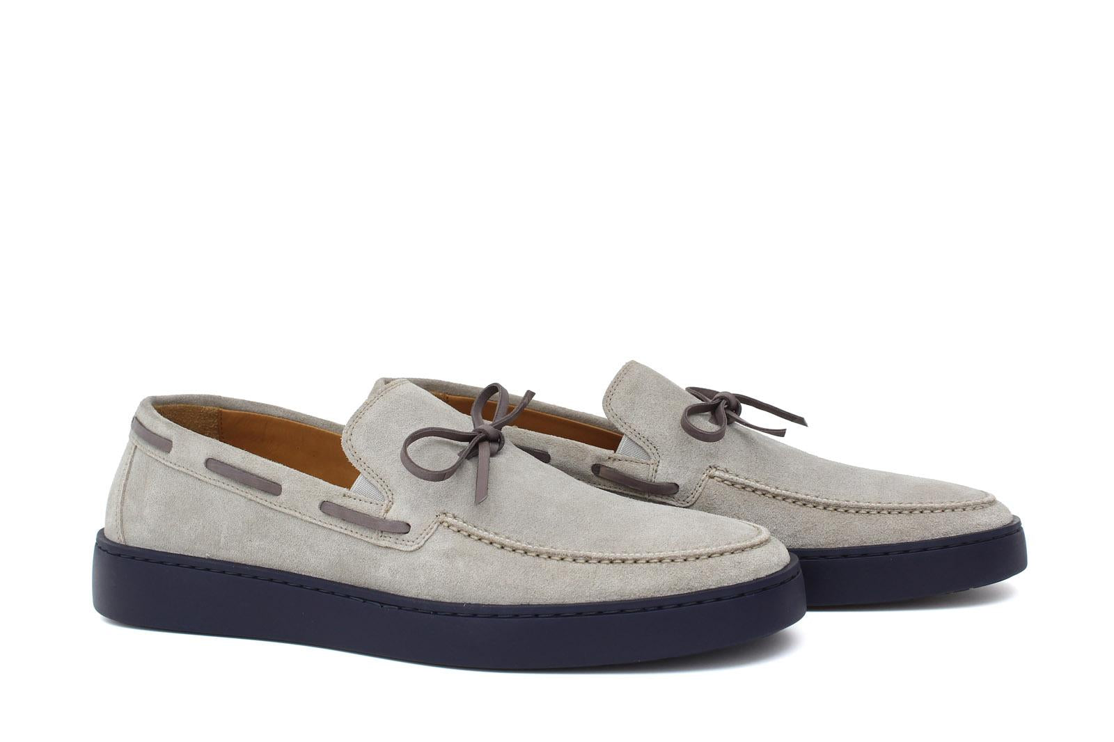 Slip on in camoscio roccia con fondo in gomma blu cucito 649FLOROC 141 ROSSI 