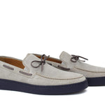 Slip on in camoscio roccia con fondo in gomma blu cucito 649FLOROC 141 ROSSI 