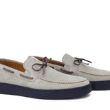 Slip on in camoscio roccia con fondo in gomma blu cucito 649FLOROC 141 ROSSI 