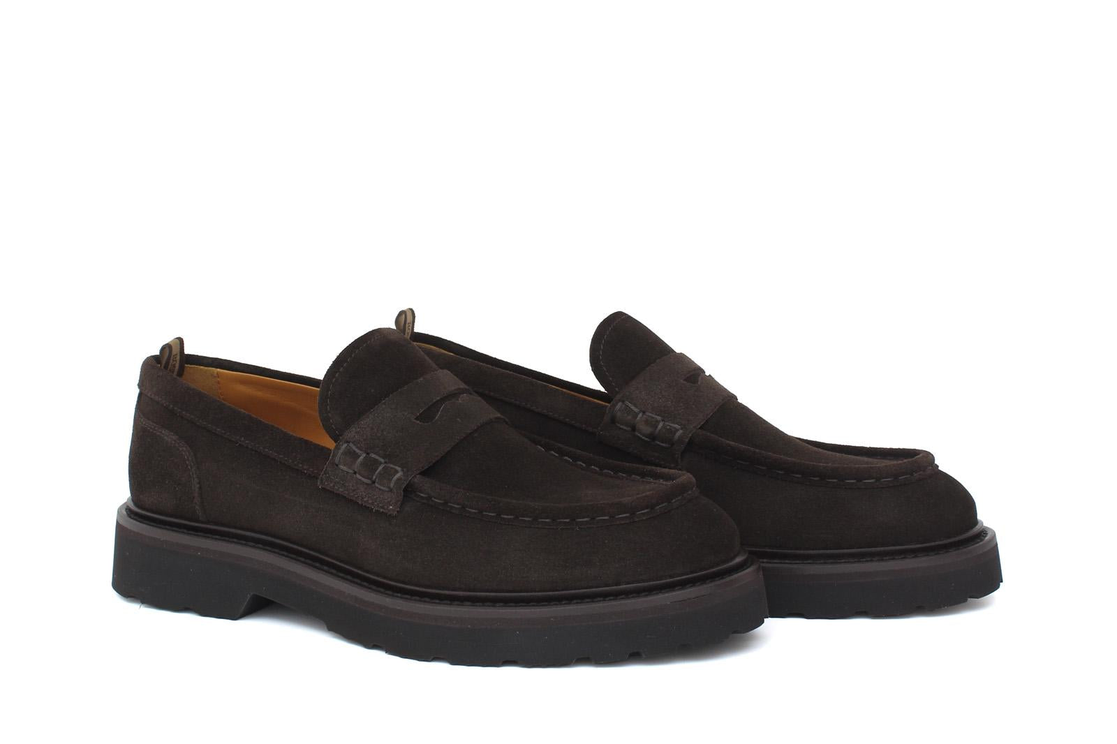 Mocassino stile ingegnere in suede  testa di moro e fondo gomma leggera 1223CHSMO 389 ROSSI 