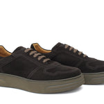 Sneakers in camosco ingrassato testa di moro e fondo in gomma leggera 1245CHSM 362 ROSSI 