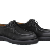 Stringata modello ingegnere in vitello nabuk nero e fondo in gomma leggero 1252REN 1087 ROSSI 