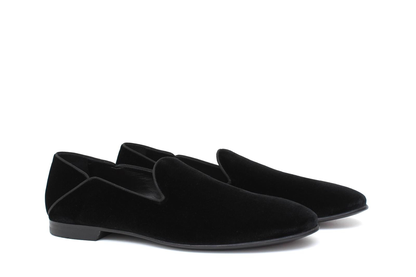 Pantofola  in velluto nero con fondo cuoio antiscivolo 225LDNE 279 ROSSI 