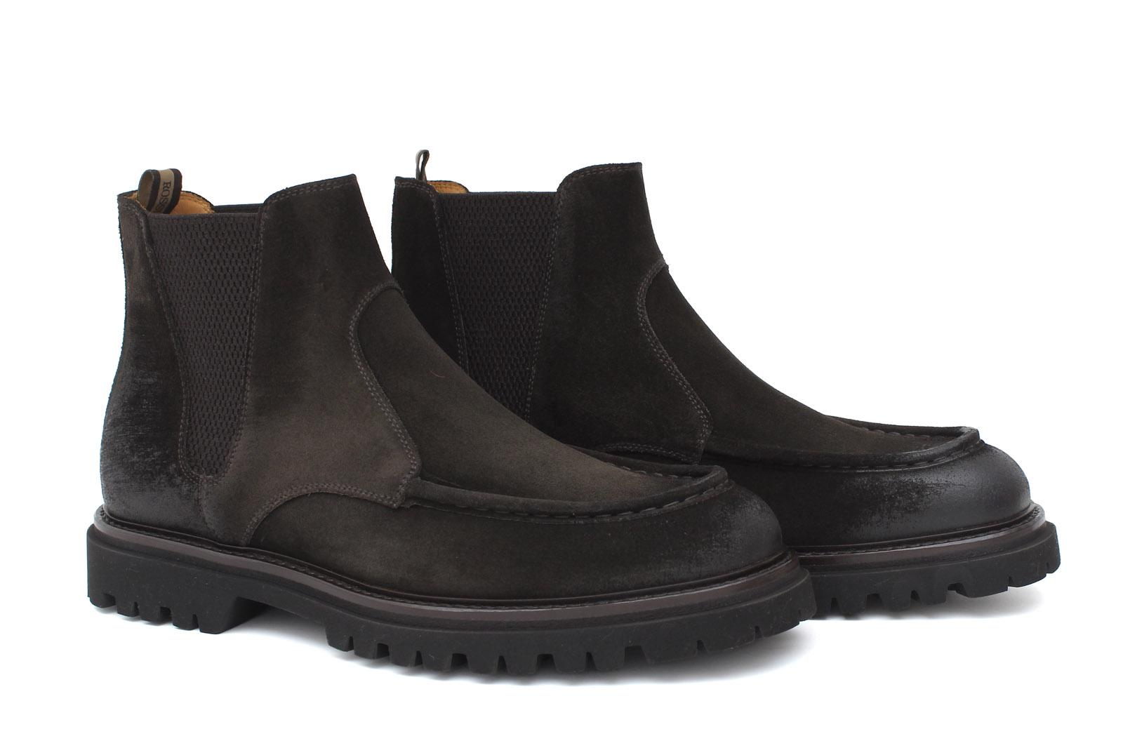 Stivaletto modello beatles in camoscio ingrassato testa di moro e fondo in gomma leggera 881PHSMOD 420 ROSSI 