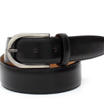 Cinta in vitello spzzolato semilucido nero h 35 con fibbia in canna di fucile satinato F0311CFSCHICNE 99 ROSSI 