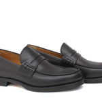 Mocassino College stile inglese in vitello naturale testa di moro con  fondo cuoio mezza gomma 5316CSMOK 212 ROSSI 