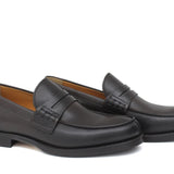 Mocassino College stile inglese in vitello naturale testa di moro con  fondo cuoio mezza gomma 5316CSMOK 212 ROSSI 