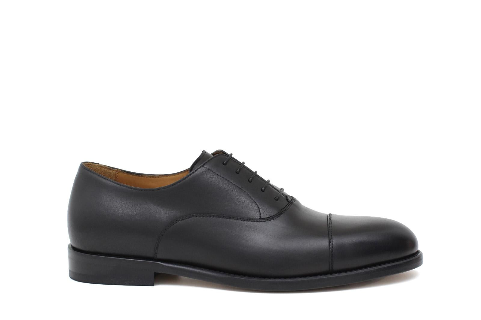 Francesina in vitello a pieno fiore nero con fondo in cuoio antiscivolo 627SERN 3 ROSSI 