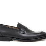 Mocassino sfoderato in vitello spazzolato nero  con fondo in cuoio antiscivolo cucito blake 7635CNE 502 ROSSI 