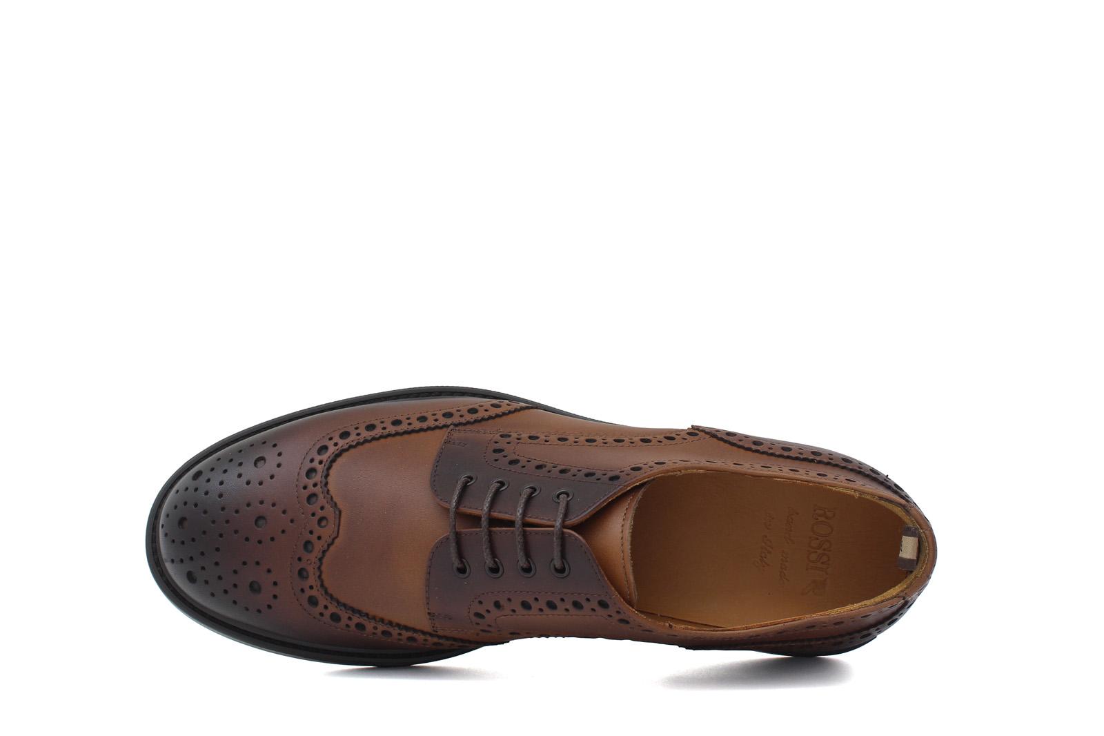 Derby stile inglese in vitello anticato color cuoio con fondo in gomma 164RBOSC 201 ROSSI 