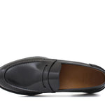 Mocassino sfoderato in vitello spazzolato nero con fondo in cuoio antiscivolo cucito blake 6651CAN 139 ROSSI 