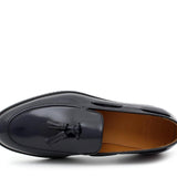 Mocassino con mappine in vitello spazzolato blu e fondo in gomma leggera 5853CALBLU 266 ROSSI 