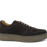 Sneakers in camosco ingrassato testa di moro e fondo in gomma leggera 1245CHSM 362 ROSSI 
