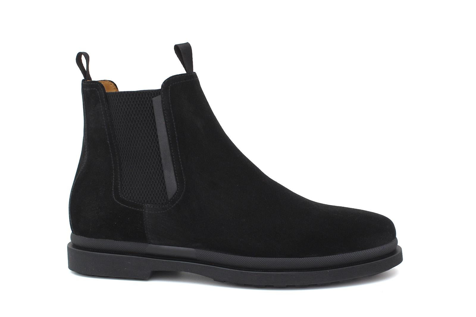 Beatles in camoscio nero, riporti in pelle con fondo in gomma 1237PHSN 1119 ROSSI 