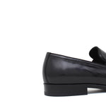 Mocassino con accessorio in vitello spazzolato nero con fondo in cuoio 621TNER 396 ROSSI 
