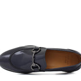 Mocassino con accessorio in vitello sfoderato blu con fondo in cuoio antiscivolo cucito blake 8681IABLU 373 ROSSI 