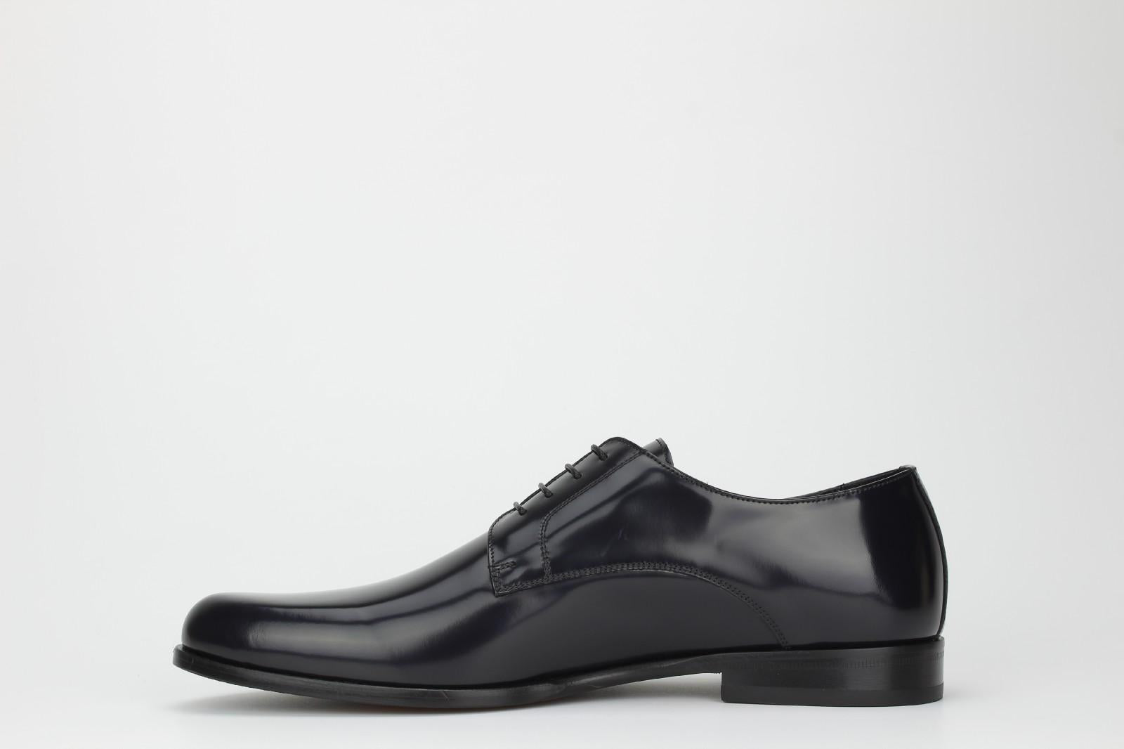 Derby in vitello spazzolato nero con fondo in cuoio 4717TITBLU 77 ROSSI 