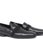 Pantofola in vernice nera,  riporto in grogrein e fondo in cuoio 5902VERNER 283 ROSSI 