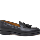 Mocassino donna con mappine in vitello spazzolato nero con fondo cuoio antiscivolo D204CALNE 5 ROSSI 