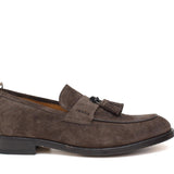 Mocassino in camoscio lavato testa di moro con fondo in cuoio antiscivolo lavato 1063VTES 118  UN ROSSI 