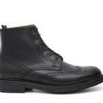 Polacchino stringato stile inglese in vitello nero e fondo in gomma 8109PSNER 142 ROSSI 