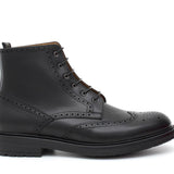 Polacchino stringato stile inglese in vitello nero e fondo in gomma 8109PSNER 142 ROSSI 