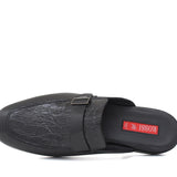 Sabot in vitello a fiore con riporto in cocco stampato nel colore nero 1505SERN 70 ROSSI 