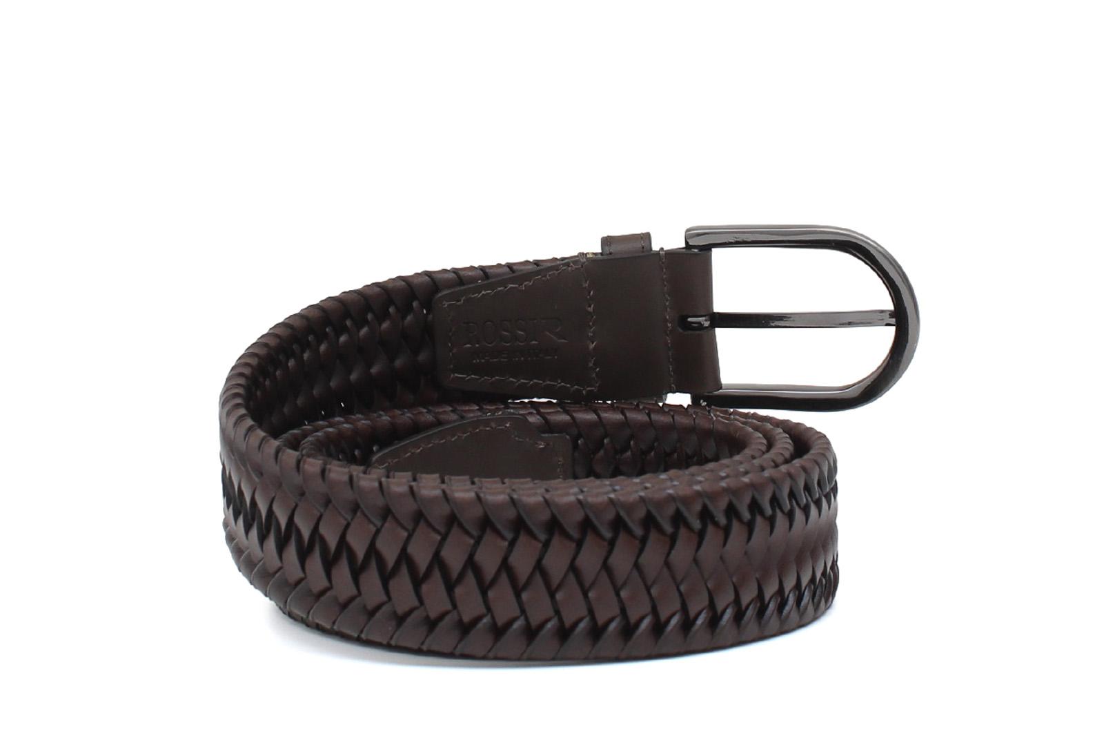 Cinta h 35 intreccio elasticizzato testa di moro con fibbia canna di fucile satinato F0311CF5H5TM 49 ROSSI 
