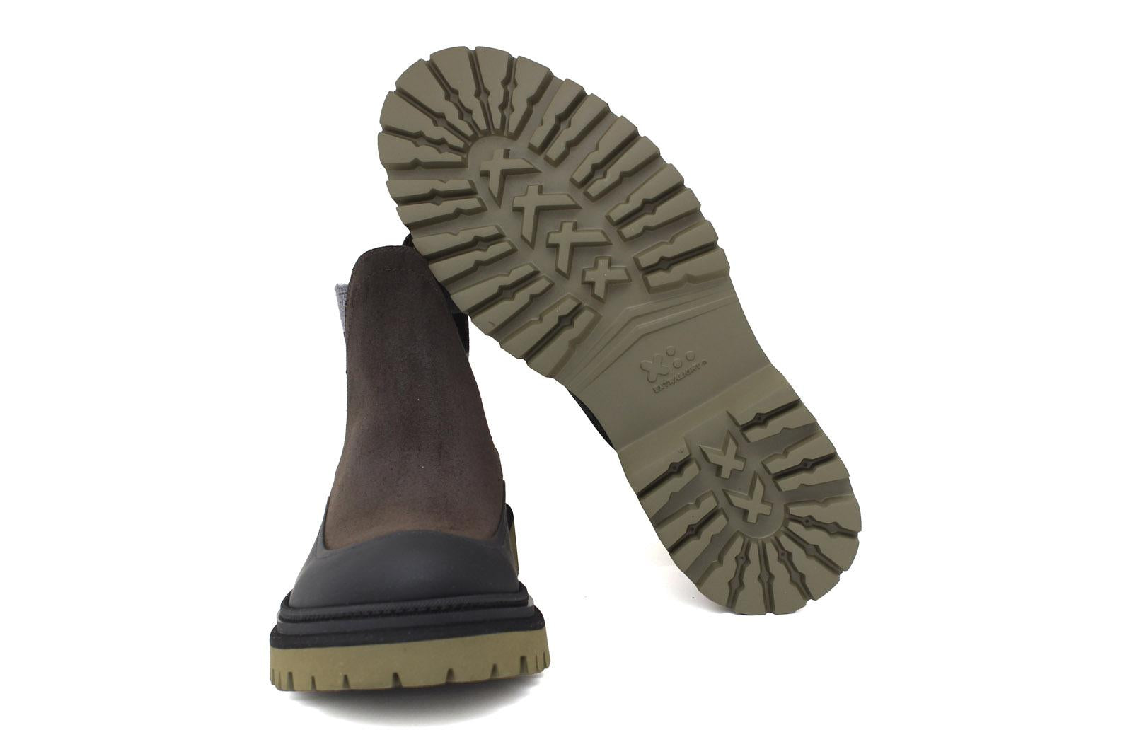 Beatles con elastico bicolore, tomaia in camoscio ingrassato testa di moro e riporto in caucciù con fondo gomma leggero 414PEBHM 1079 ROSSI 