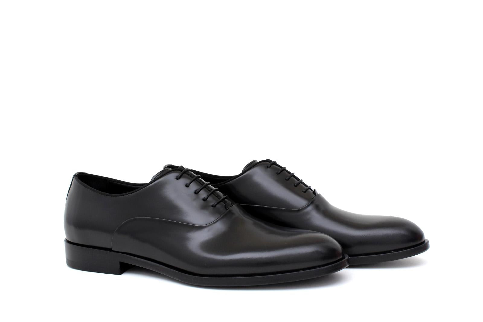 Francesina in vitello spazzolato nero con fondo in cuoio 607TNER 505 ROSSI 