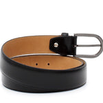 Cinta in vitello spzzolato semilucido nero h 35 con fibbia in canna di fucile satinato F0311CFSCHICNE 99 ROSSI 