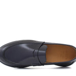 Mocassino in vitello sfoderato spazzolato blu con fondo gomma leggera 1076CBLU 72 ROSSI 