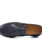 Mocassino in vitello sfoderato spazzolato blu con fondo gomma leggera 1076CBLU 72 ROSSI 