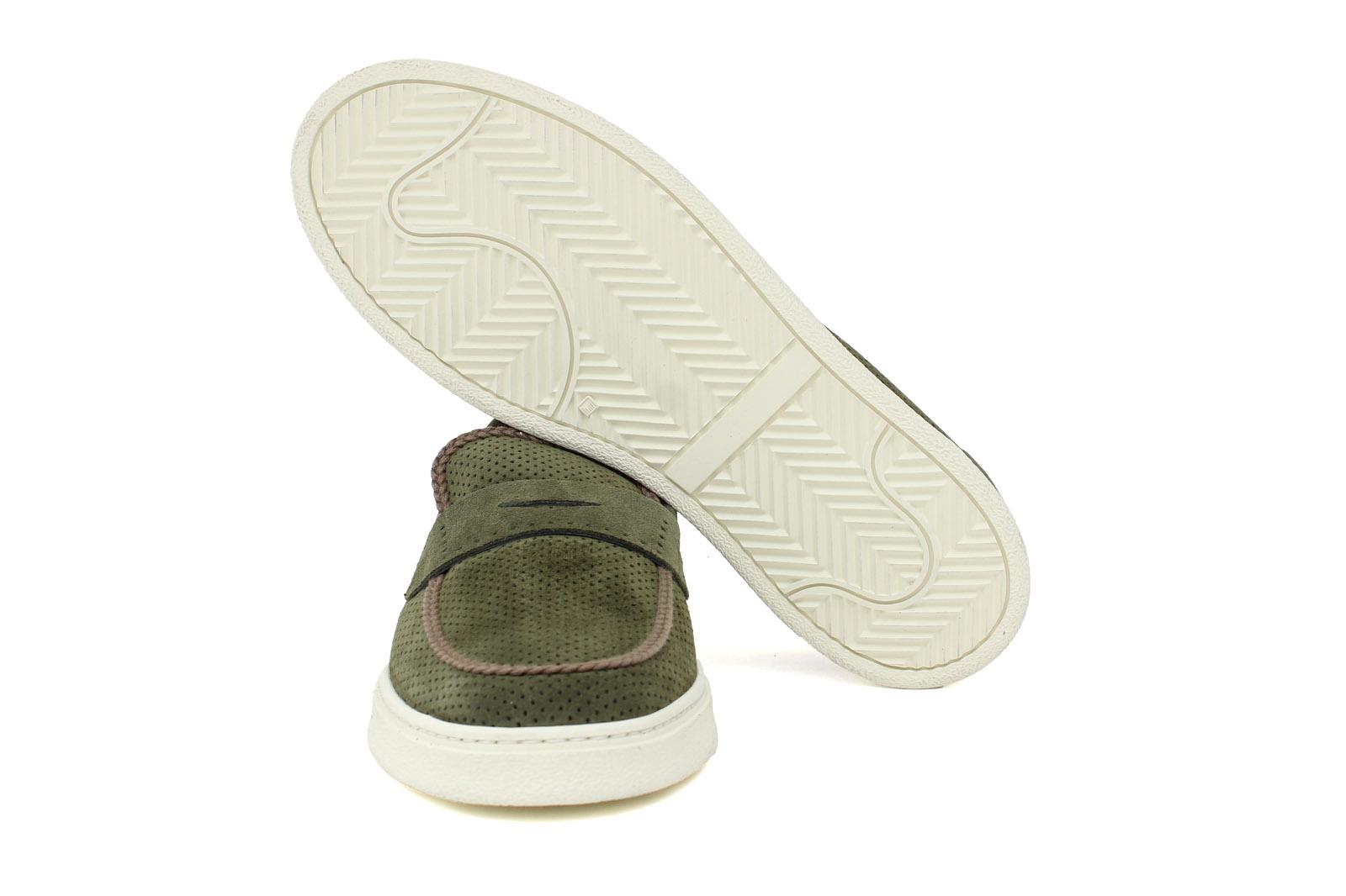 Slip on in camoscio traforata verdone con fondo in gomma 1055FLOG 160 ROSSI 