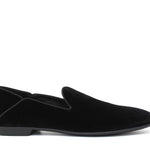Pantofola  in velluto nero con fondo cuoio antiscivolo 225LDNE 279 ROSSI 